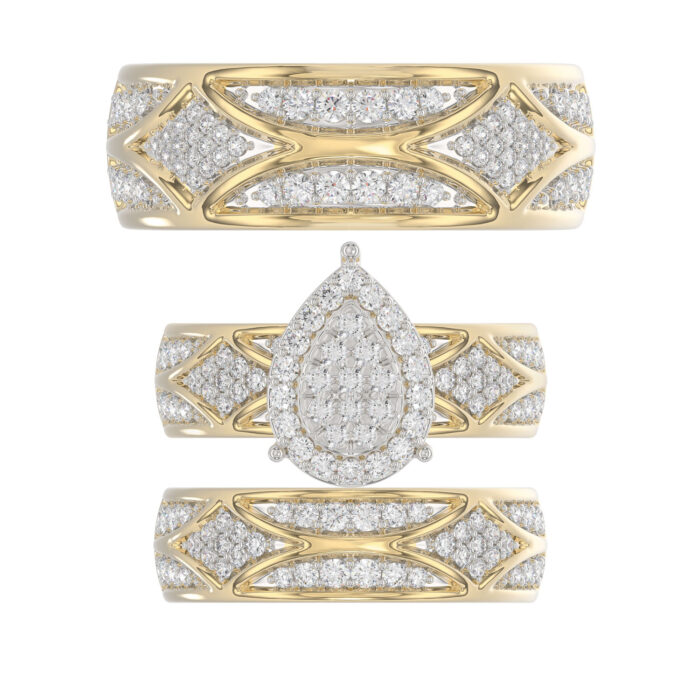 LADIES TRIO SET 1.33CT ROUND DIAMOND 10K YELLOW GOLD - Image 5