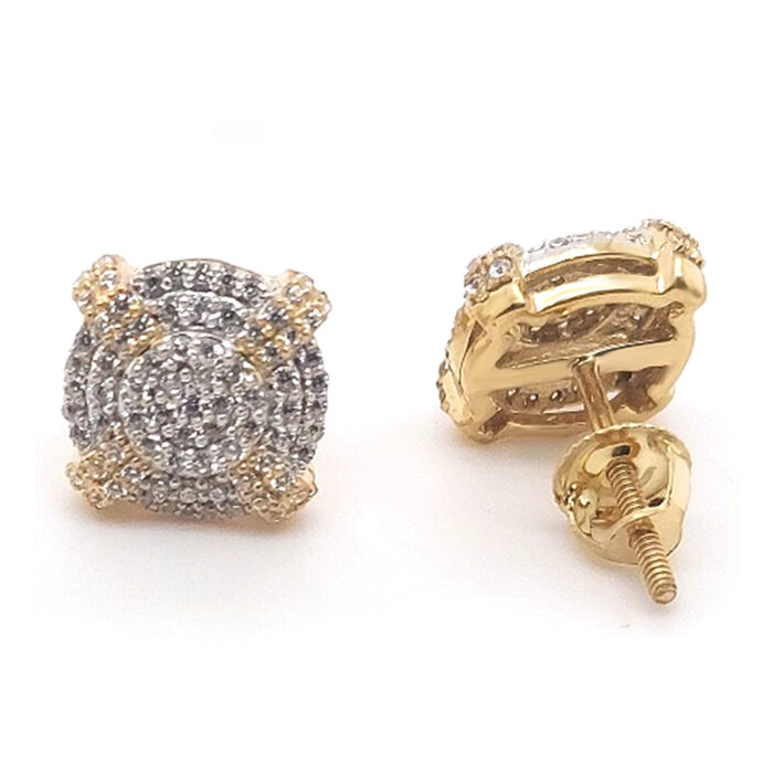 LADIES EARRINGS 0.50CT ROUND DIAMOND 10K YELLOW GOLD - Image 1
