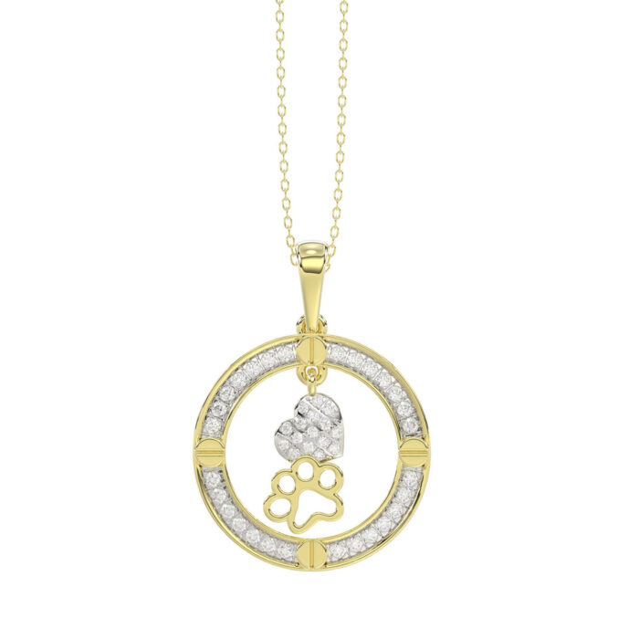 LADIES PENDANT WITH CHAIN 0.25CT ROUND DIAMOND 14K YELLOW GOLD - Image 1