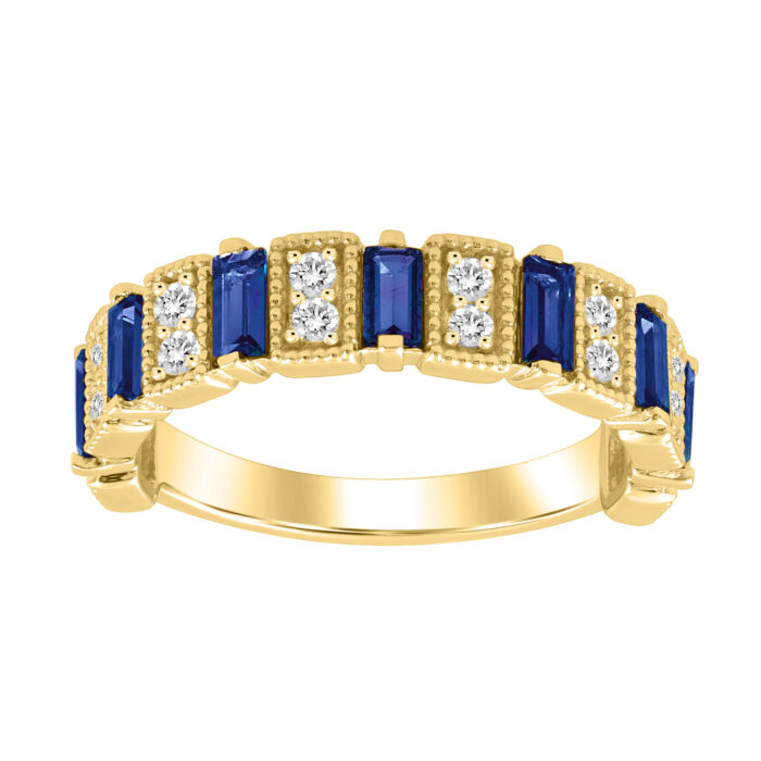 LADIES BAND 1.33CT ROUND/BAGUETTE/SAPHIRE DIAMOND 14K YELLOW GOLD - Image 1