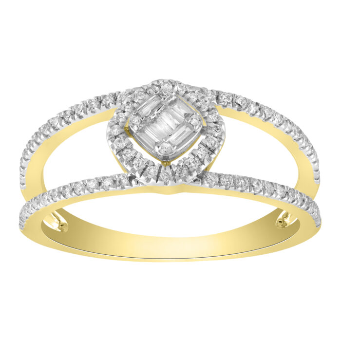 LADIES BAND 0.33CT BAGUETTE/ROUND DIAMOND 14K YELLOW GOLD - Image 1