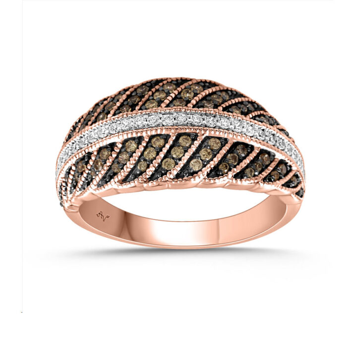 LADIES RING 0.50CT DARK BROWN/BLUE DIAMOND 14K ROSE GOLD - Image 1
