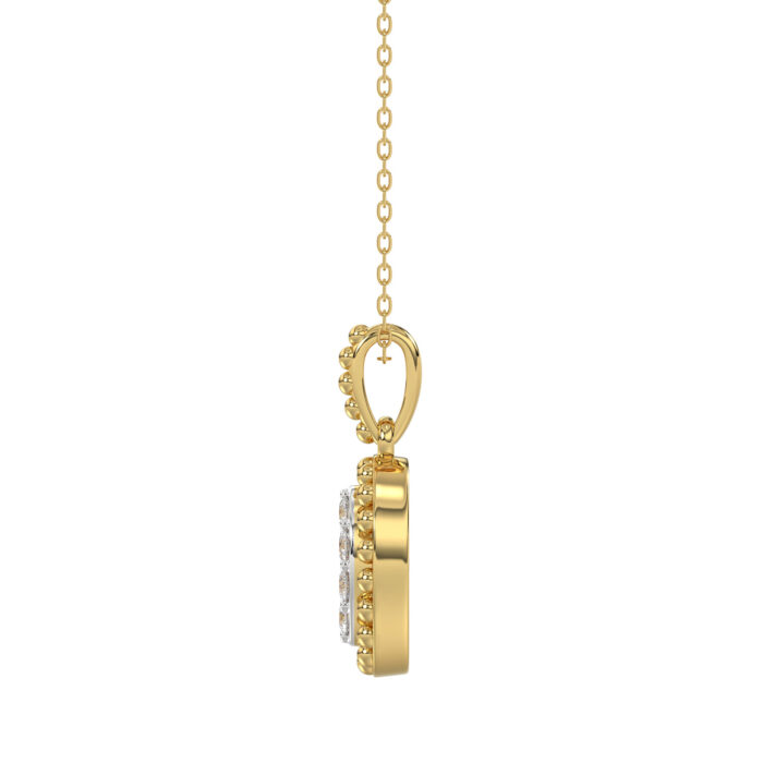 LADIES PENDANT WITH CHAIN 0.10CT ROUND DIAMOND 14K YELLOW GOLD - Image 2