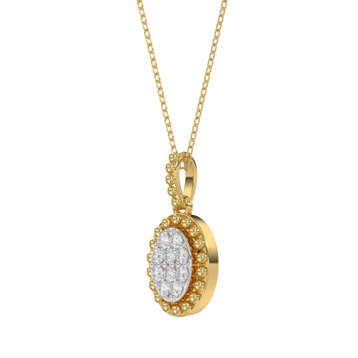 LADIES PENDANT WITH CHAIN 0.10CT ROUND DIAMOND 14K YELLOW GOLD - Image 3