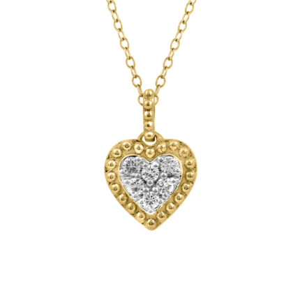 LADIES PENDANT WITH CHAIN 0.10CT ROUND DIAMOND 14K YELLOW GOLD