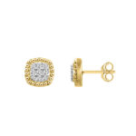 LADIES EARRINGS 0.20CT ROUND DIAMOND 14K YELLOW GOLD - Image 2