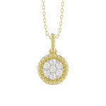 LADIES PENDANT WITH CHAIN 0.10CT ROUND DIAMOND 14K YELLOW GOLD