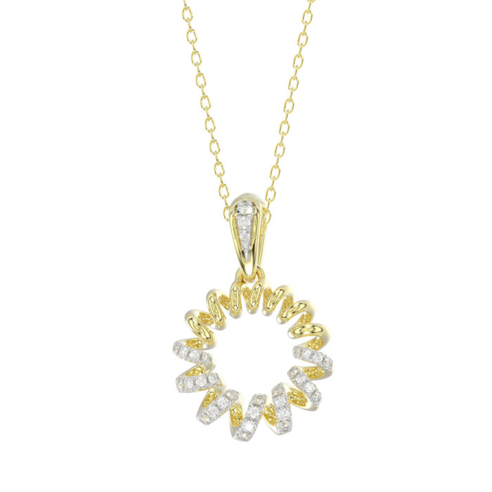 LADIES PENDANT WITH CHAIN 0.10CT ROUND DIAMOND 10K YELLOW GOLD - Image 1