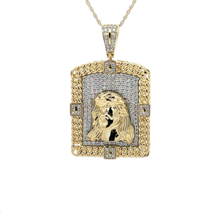 MEN'S CHARM PENDANT 1.00CT ROUND DIAMOND 10K YELLOW GOLD - Image 1