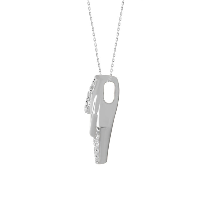 LADIES PENDANT WITH CHAIN 0.13CT ROUND DIAMOND 14K WHITE GOLD - Image 2