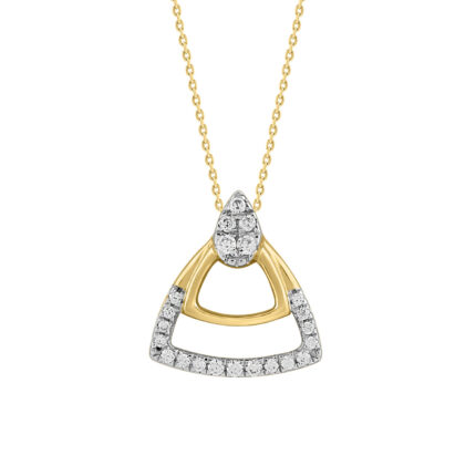 LADIES PENDANT WITH CHAIN 0.13CT ROUND DIAMOND 14K YELLOW GOLD