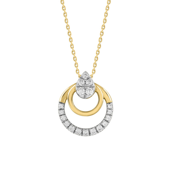 LADIES PENDANT WITH CHAIN 0.13CT ROUND DIAMOND 14K YELLOW GOLD - Image 1
