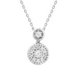 LADIES NECKLACE 0.13CT ROUND DIAMOND 14K WHITE GOLD