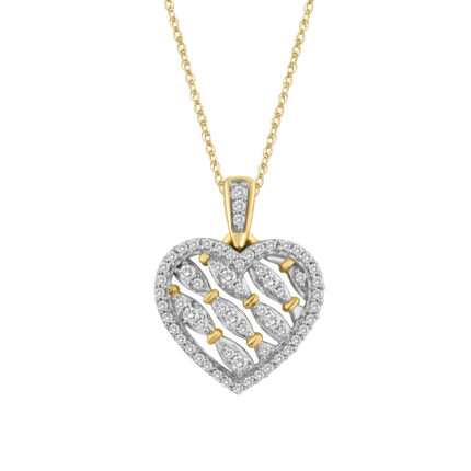 LADIES PENDANT WITH CHAIN 0.20CT ROUND DIAMOND 10K YELLOW GOLD