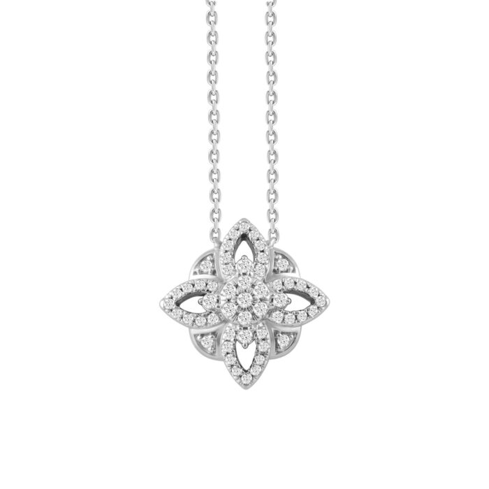LADIES NECKLACE 0.25CT ROUND DIAMOND 10K WHITE GOLD - Image 1