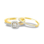 LADIES BRIDAL SET 0.33CT ROUND/BAGUETTE DIAMOND 14K YELLOW GOLD