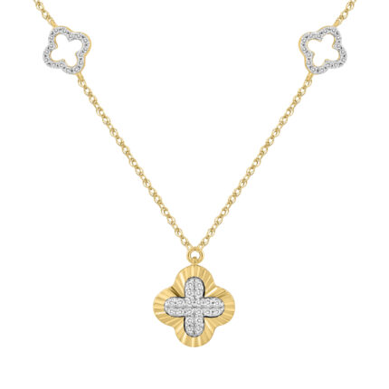 LADIES NECKLACE 0.25CT ROUND DIAMOND 10K YELLOW GOLD