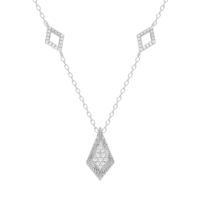 LADIES NECKLACE 0.25CT ROUND DIAMOND 10K WHITE GOLD - Image 1