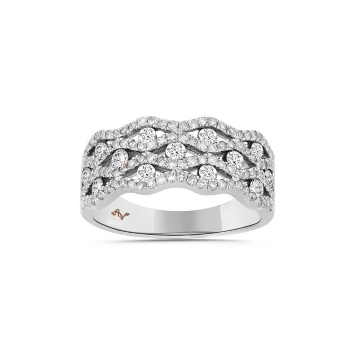 LADIES BAND 1.00CT ROUND DIAMOND 14K WHITE GOLD - Image 1