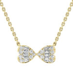 LADIES PENDANT WITH CHAIN 0.25CT ROUND/BAGUETTE DIAMOND 14K YELLOW GOLD