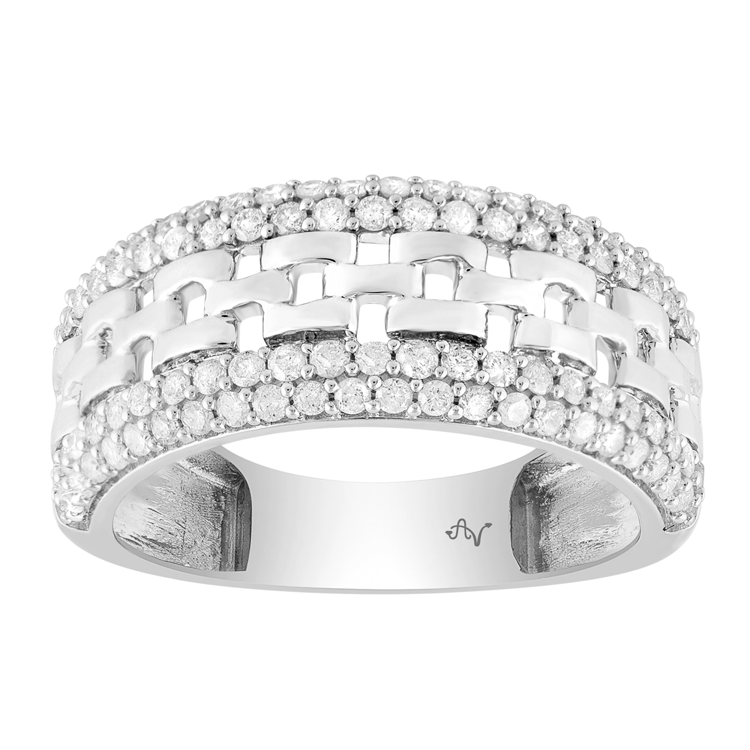 MEN'S BAND 1.00CT ROUND DIAMOND 14K WHITE GOLD - Image 1