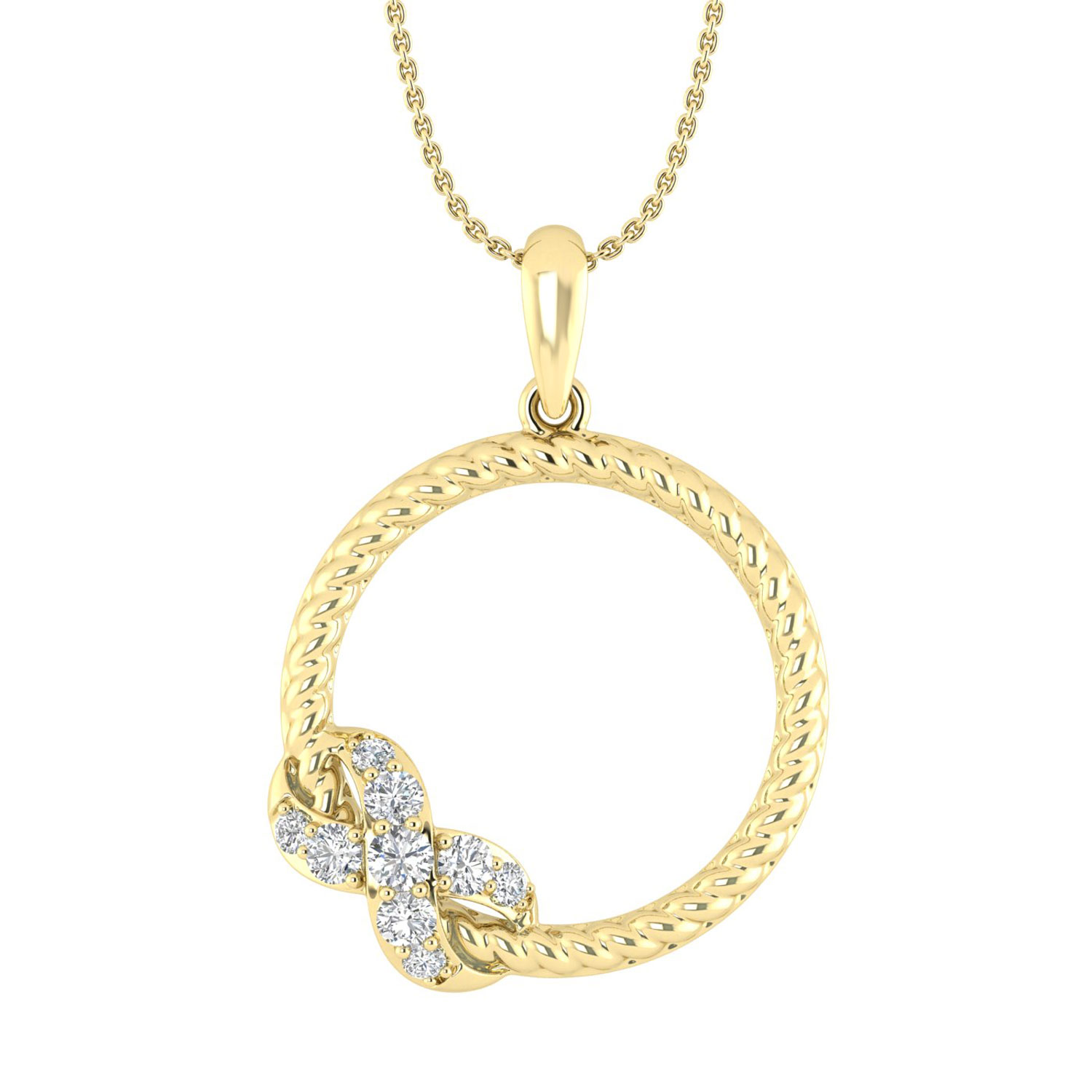 LADIES PENDANT WITH CHAIN 0.25CT ROUND DIAMOND 10K YELLOW GOLD - Image 1