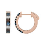 LADIES EARRING 0.50CT ROUND/ROUND BLUE/DARK BROWN DIAMOND 14K ROSE GOLD - Image 2