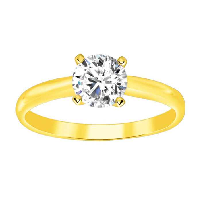LADIES SOLITAIRE RING 0.75CT ROUND DIAMOND 14K YELLOW GOLD - Image 1