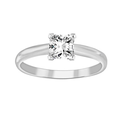 LADIES SOLITAIRE RING 0.33CT PRINCESS DIAMOND 14k WHITE GOLD
