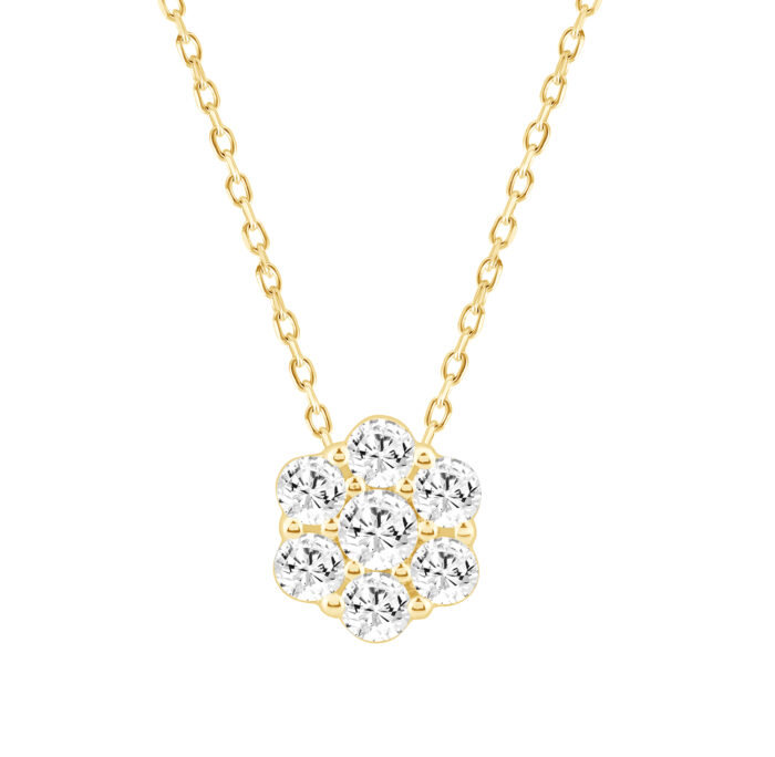 LADIES  PENDANT WITH CHAIN 0.50CT ROUND DIAMOND 14K YELLOW GOLD - Image 1