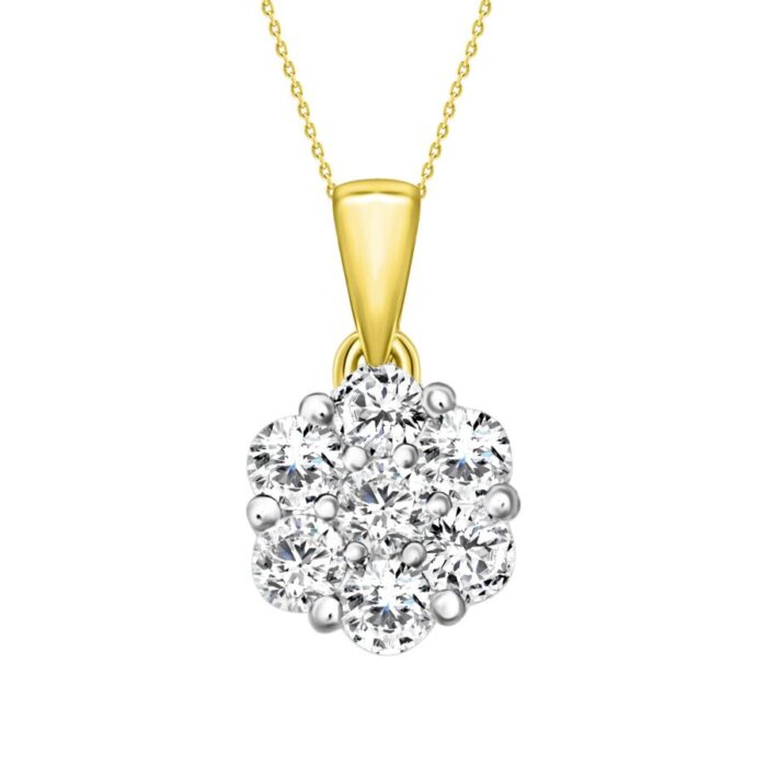 LADIES  PENDANT WITH CHAIN 0.50CT ROUND DIAMOND 14K YELLOW GOLD - Image 1