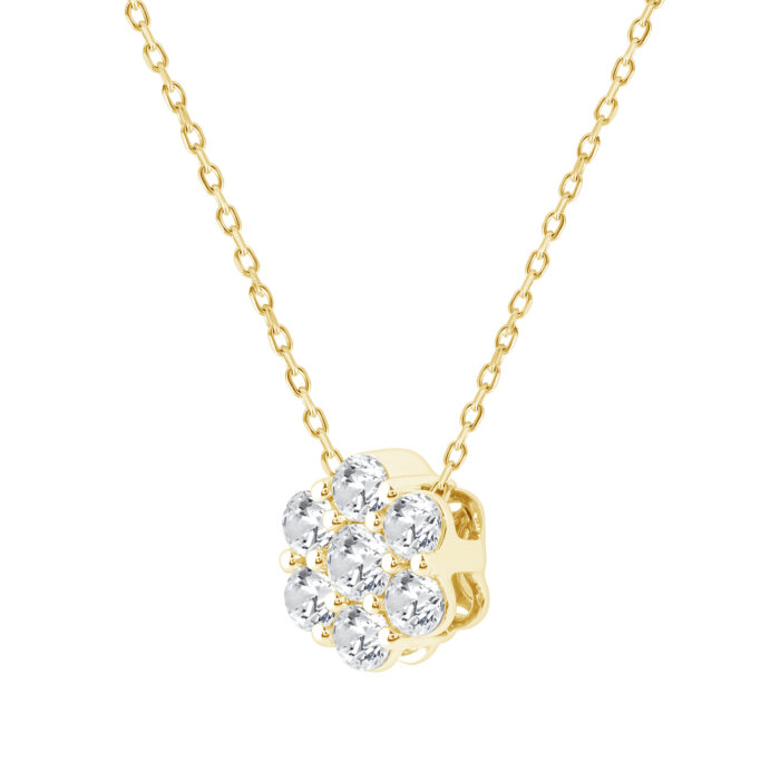 LADIES  PENDANT WITH CHAIN 0.50CT ROUND DIAMOND 14K YELLOW GOLD - Image 2