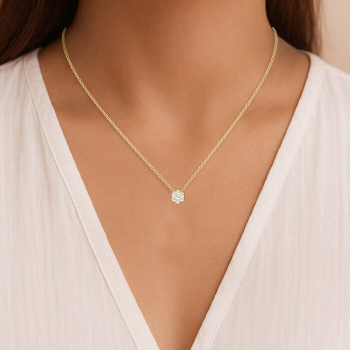 LADIES  PENDANT WITH CHAIN 0.50CT ROUND DIAMOND 14K YELLOW GOLD - Image 4