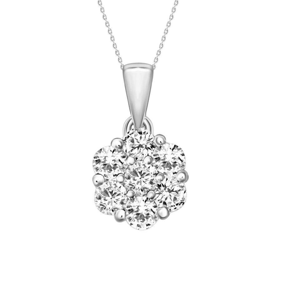 LADIES PENDANT WITH CHAIN 0.25CT ROUND DIAMOND 14K WHITE GOLD (SI QUALITY) - Image 1