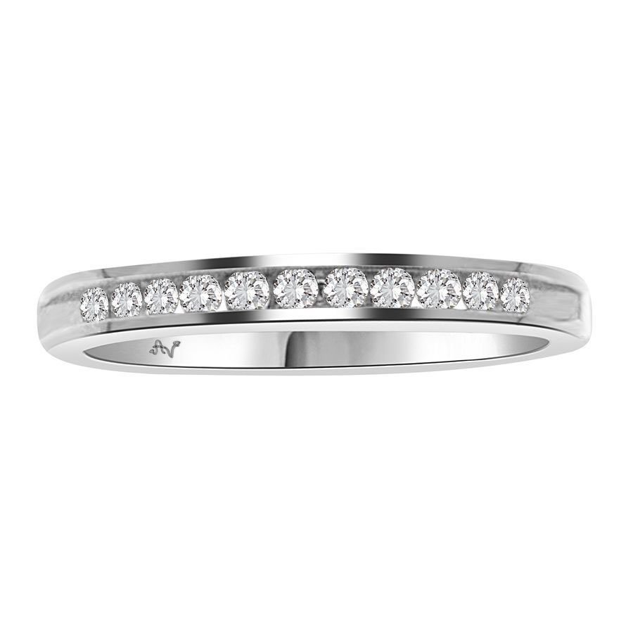 LADIES BAND 0.15CT ROUND DIAMOND 14K WHITE GOLD - Image 1