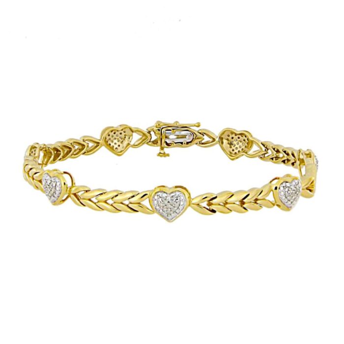 LADIES BRACELET 0.20CT ROUND DIAMOND YELLOW GOLD/STERLING SILVER - Image 1