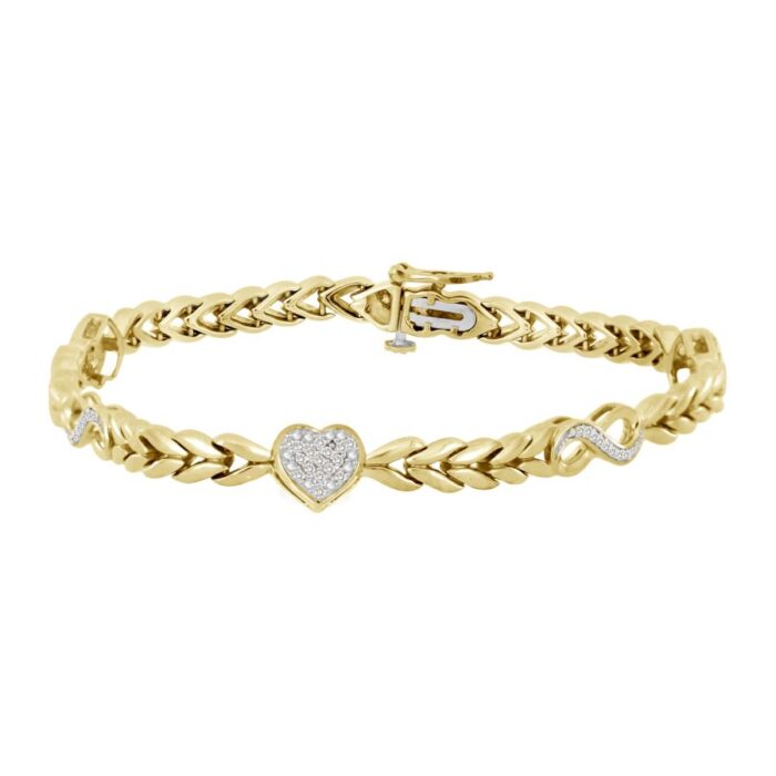 LADIES BRACELET 0.20CT ROUND DIAMOND YELLOW GOLD/STERLING SILVER - Image 1