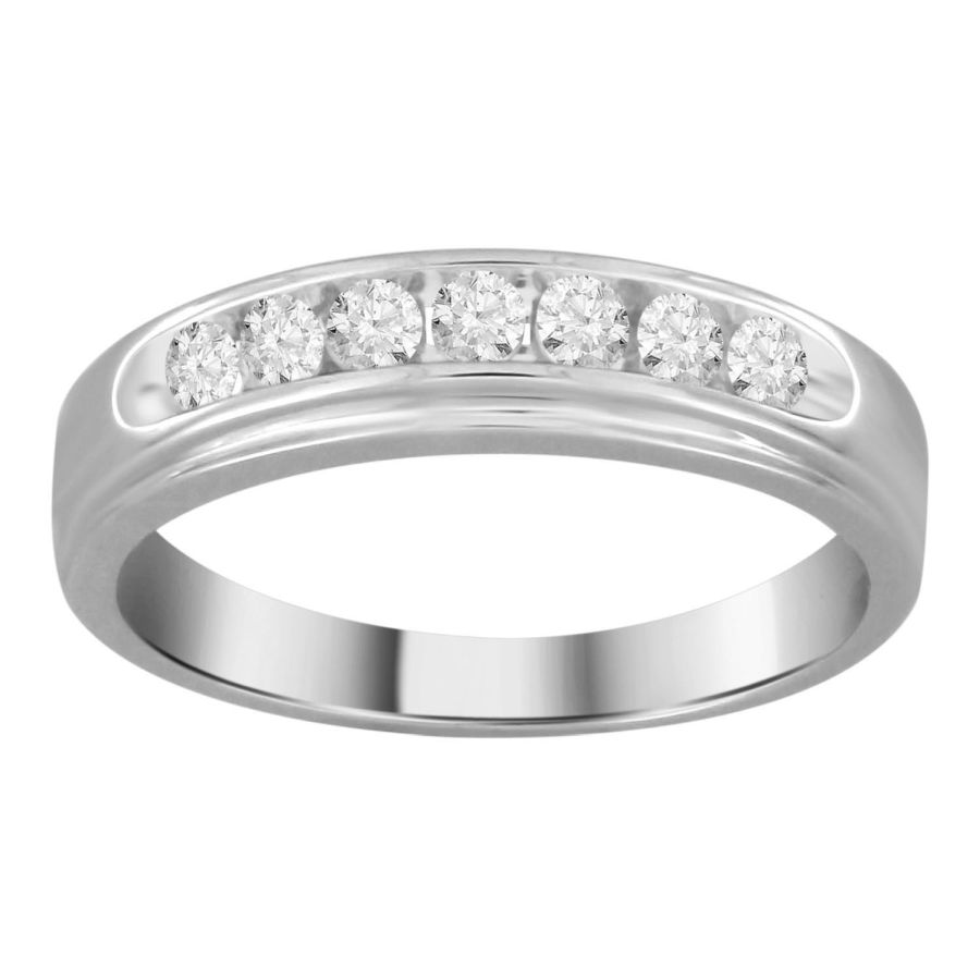 MEN'S BAND 0.33CT ROUND DIAMOND 10K WHITE GOLD - Image 1