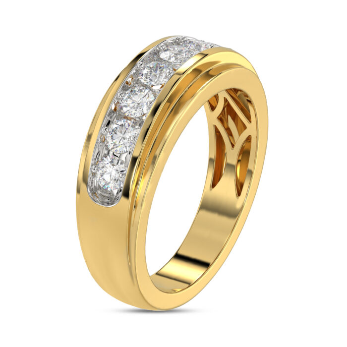 MEN'S BAND 1.00CT ROUND DIAMOND 10K YELLOW GOLD - Image 3