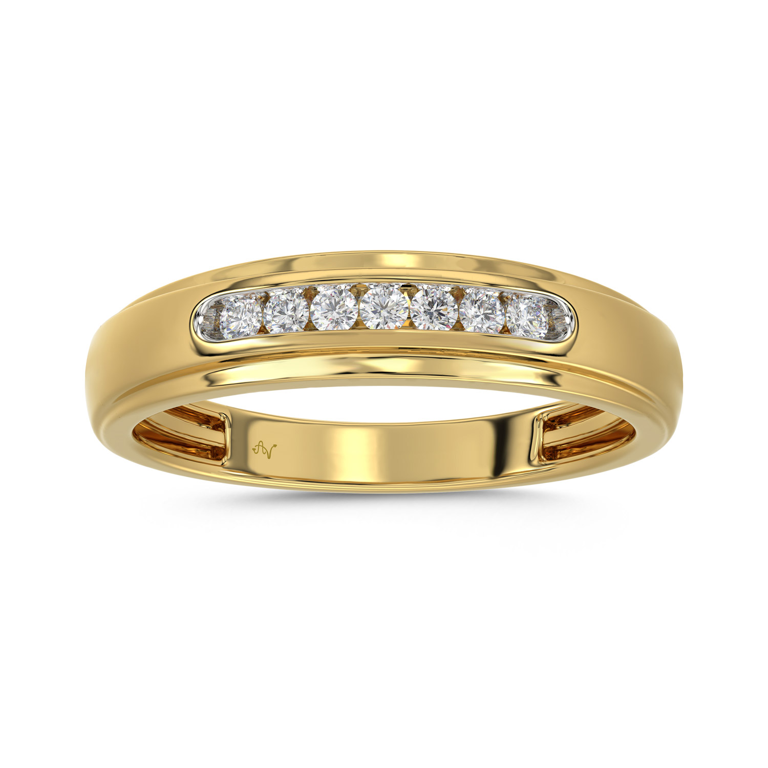 MEN'S BAND 0.25CT ROUND DIAMOND 10K YELLOW GOLD - Image 1