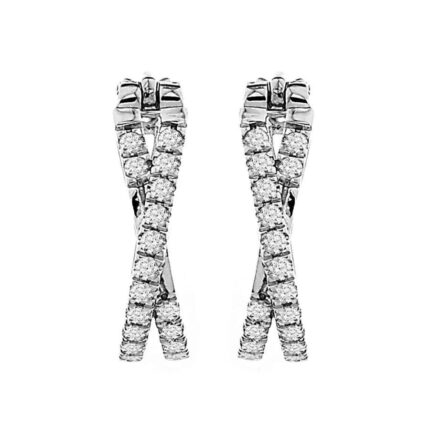 HOOP EARRINGS 0.50CT ROUND DIAMOND 10K WHITE GOLD