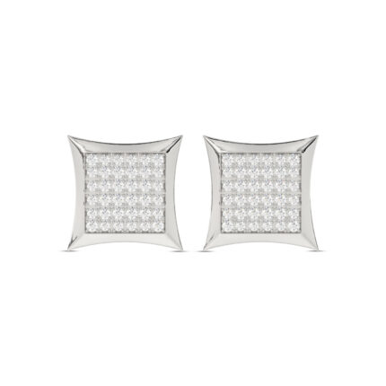 MEN'S KITE SHAPE YUVA EARRINGS 0.25CT ROUND DIAMOND 10K WHITE GOLD