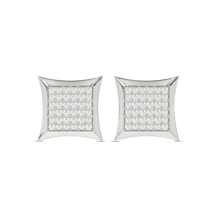 MEN'S KITE SHAPE YUVA EARRINGS 0.25CT ROUND DIAMOND 10K WHITE GOLD - Image 1