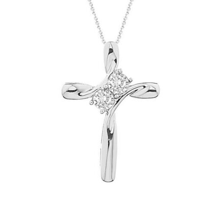 LADIES PENDANT 0.10CT ROUND DIAMOND 10K WHITE GOLD