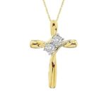 LADIES PENDANT WITH CHAIN 0.10CT ROUND DIAMOND 10K YELLOW GOLD