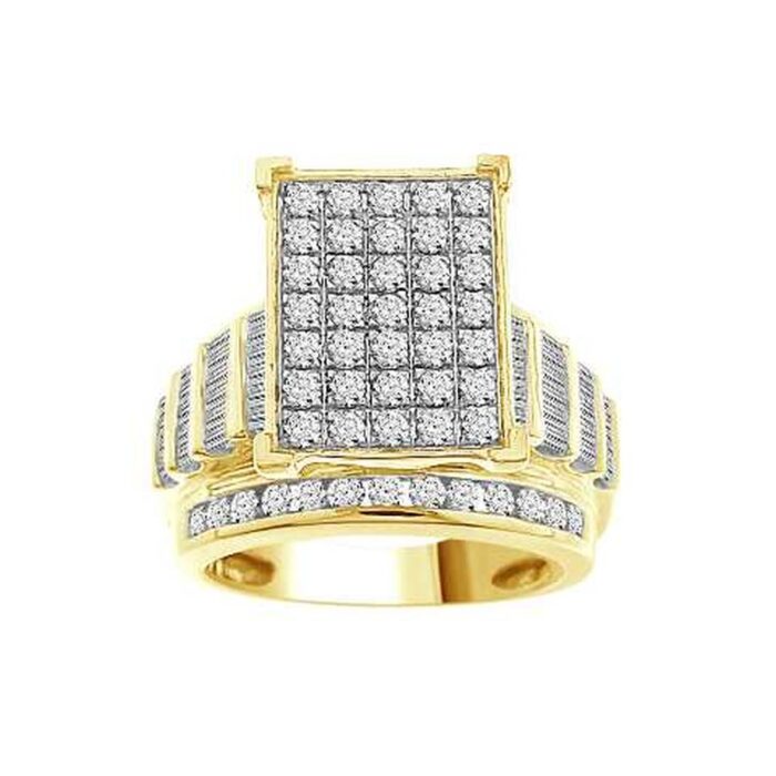 LADIES RING 2.00CT ROUND/BAGUETTE DIAMOND 10K YELLOW GOLD - Image 1