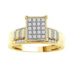LADIES RING 0.50CT ROUND/BAGUETTE DIAMOND 10K YELLOW GOLD