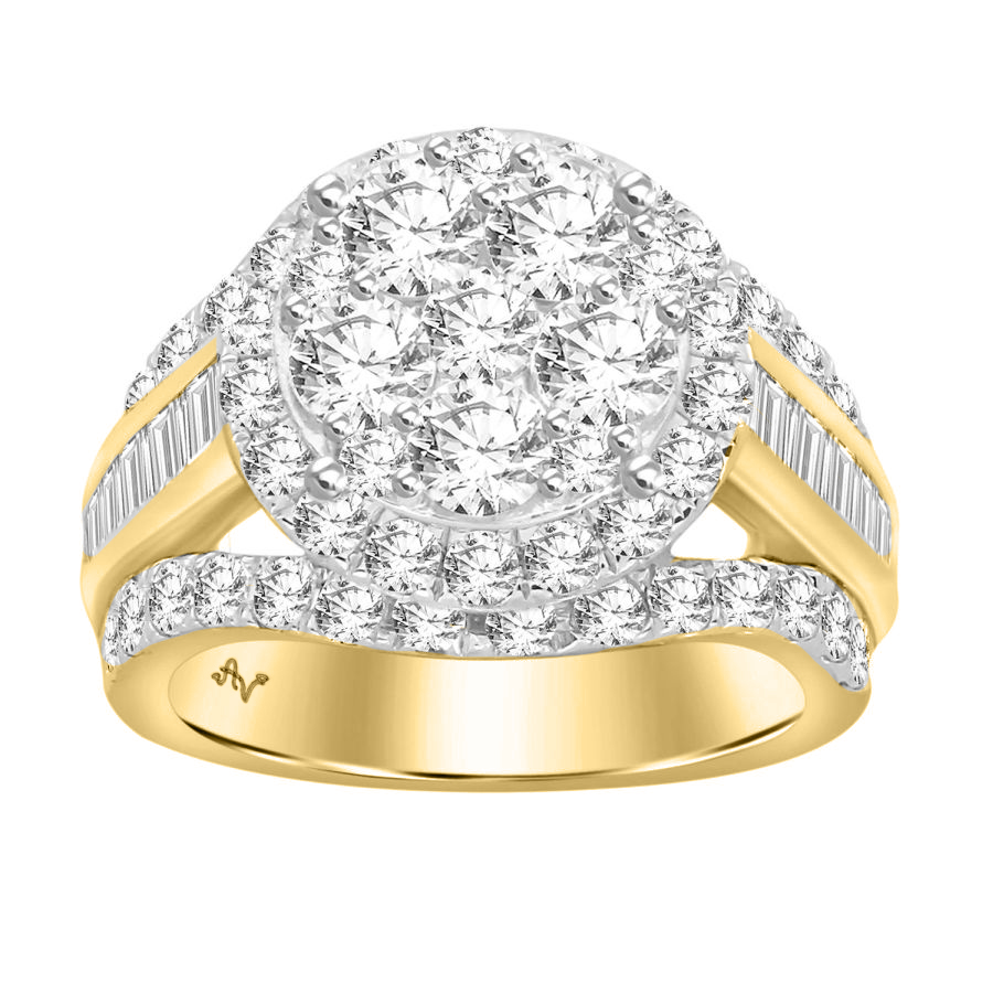 LADIES RING 3.00CT ROUND/BAGUETTE DIAMOND 10K YELLOW GOLD - Image 1