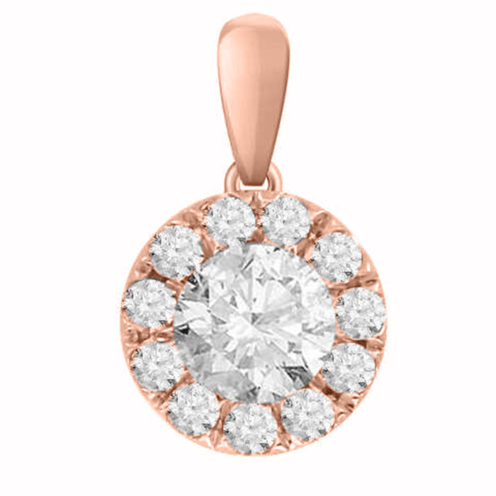LADIES PENDANT 0.50CT DARK BROWN/ROUND DIAMOND 14K ROSE GOLD - Image 1