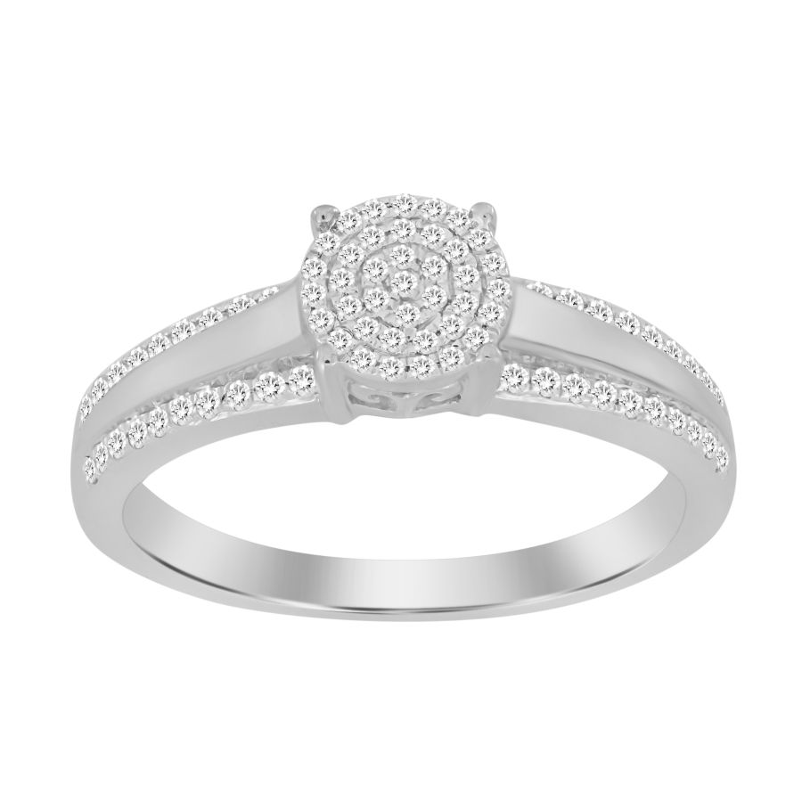 LADIES RING 0.20CT ROUND DIAMOND 10K WHITE GOLD - Image 1